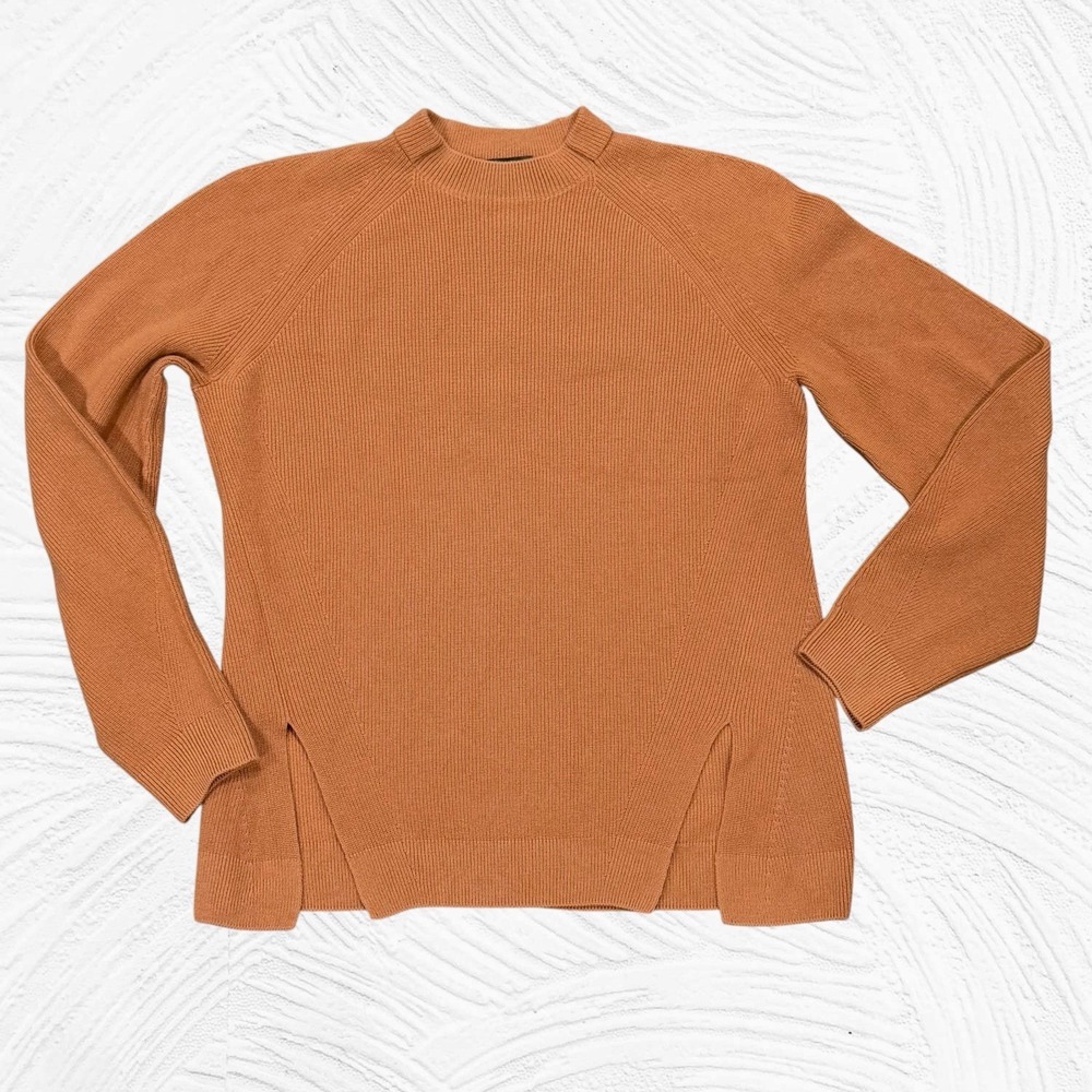 Loro Piana Cashmere Sweater Rust Ribbed Knit Crew Split Hem Size 42/US6‎ Med
